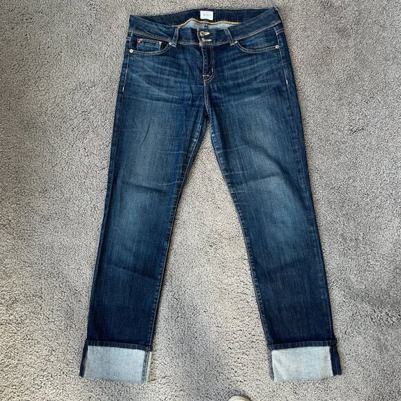 HUDSON GINNY CROP STRAIGHT WITH CUFF DENIM BLUE JEANS - ICONIC FLAP POCKETS - 32 - Picture 1 of 11